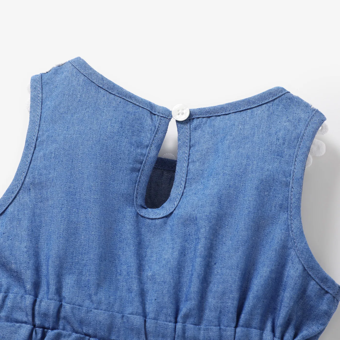 Baby Girl Daisy Floral Applique Detail Denim Tank Dress DENIMBLUE image 5