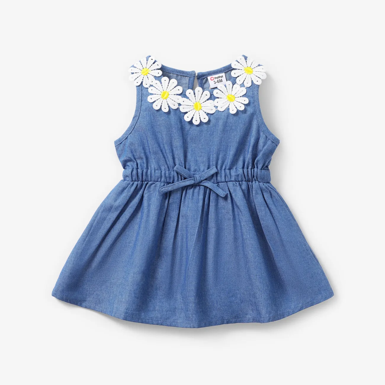 Baby Girl Daisy Floral Applique Detail Denim Tank Dress DENIMBLUE big image 1