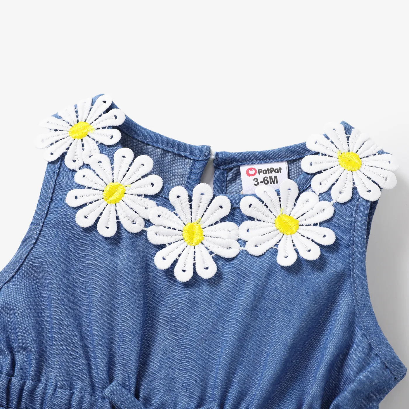 Baby Girl Daisy Floral Applique Detail Denim Tank Dress DENIMBLUE image 3