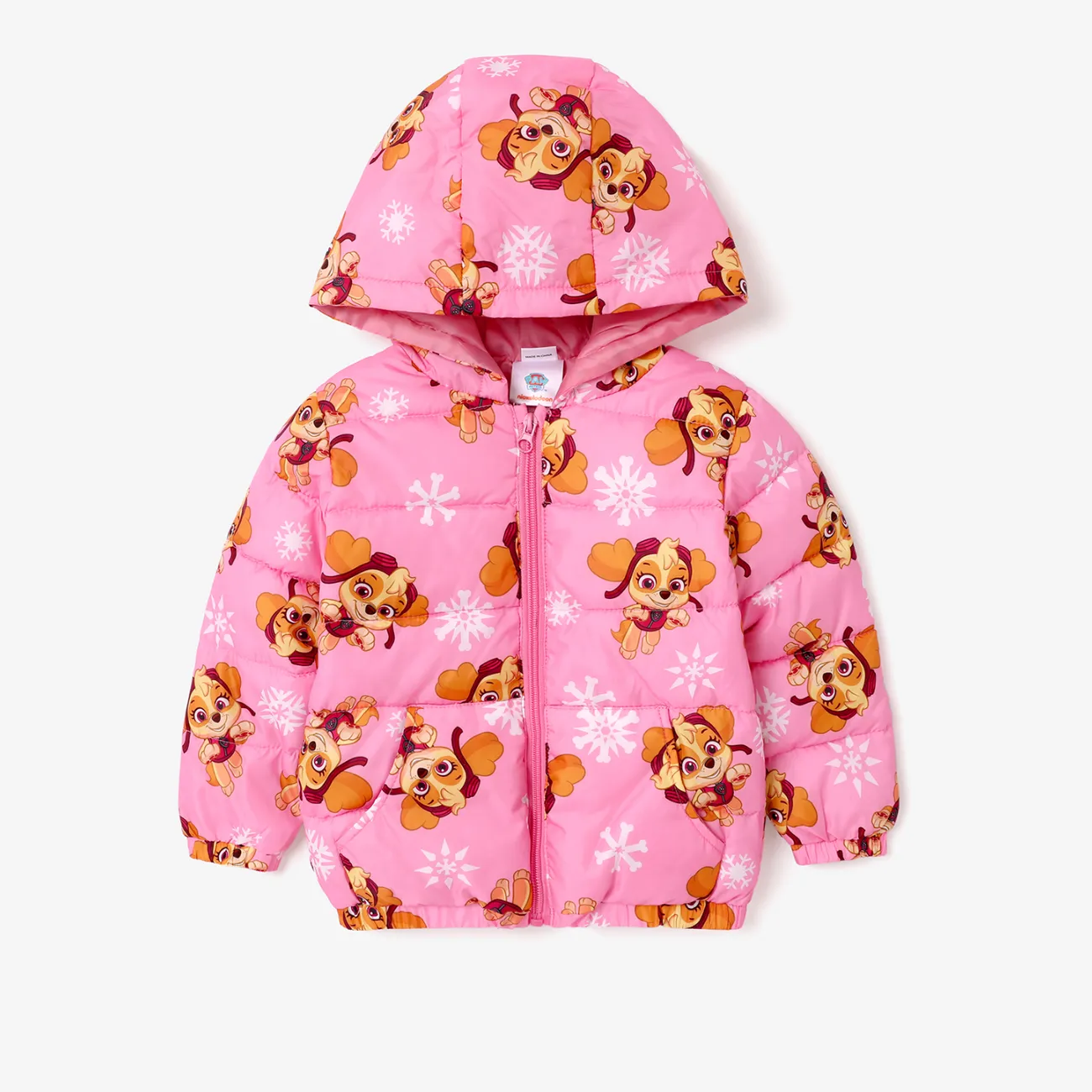 PAW Patrol Toddler Girl/Boy Character & Allover Print Long-sleeve Hooded Quilted Jacket Pink big image 1