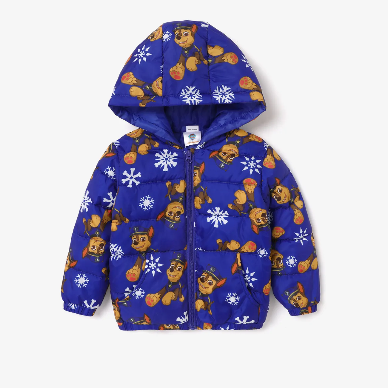 PAW Patrol Toddler Girl/Boy Character & Allover Print Long-sleeve Hooded Quilted Jacket Blue big image 1