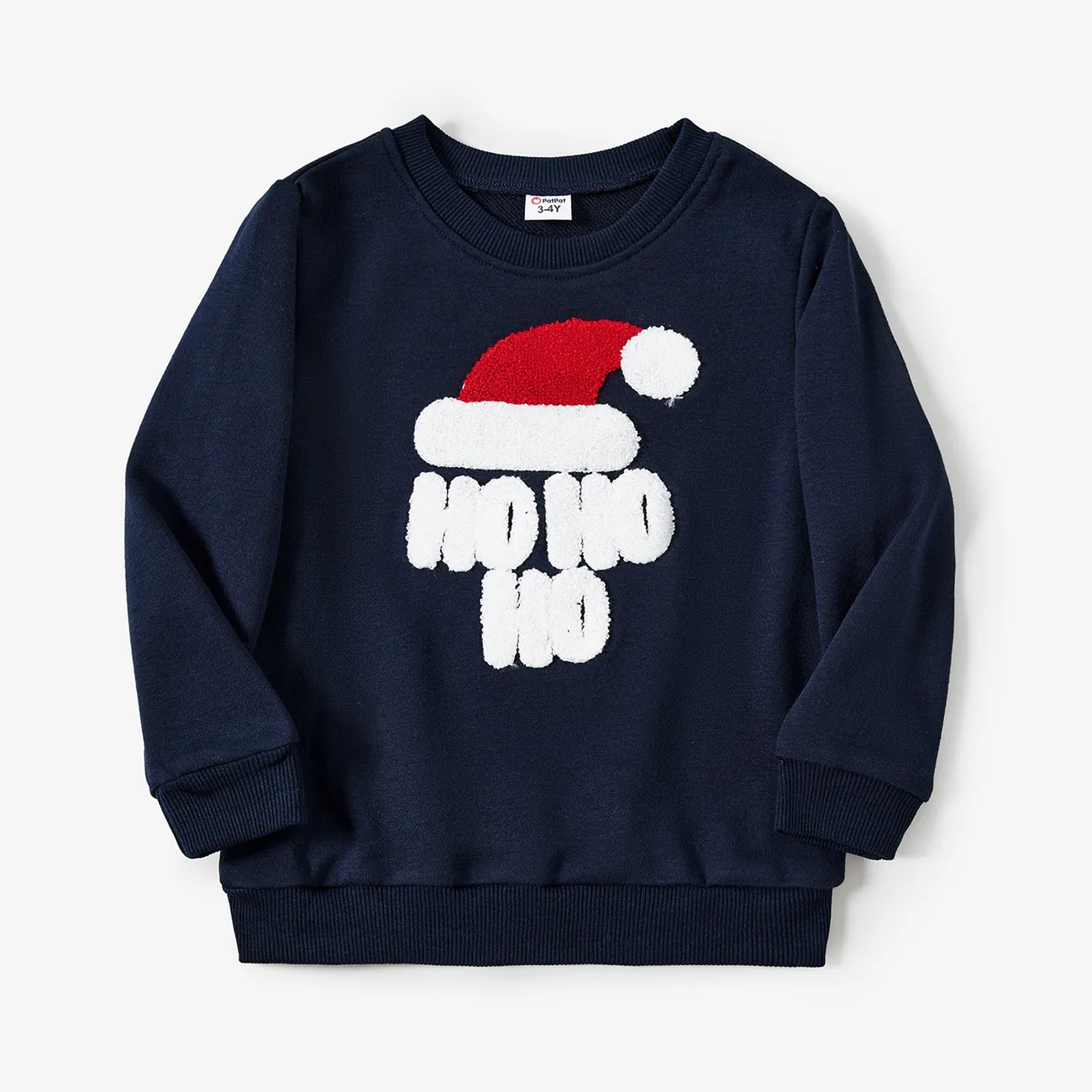 Christmas Family Matching Hat&Letters Print Long Sleeve Tops big image 1