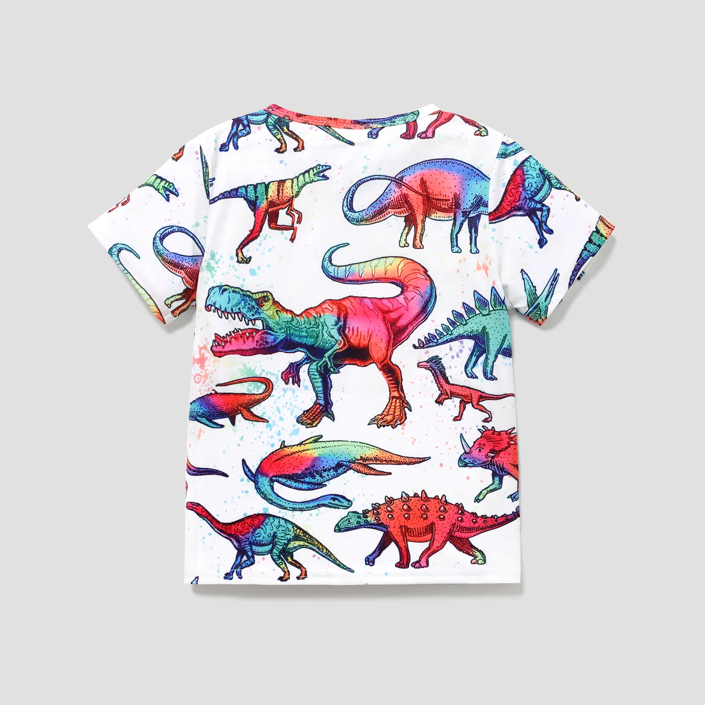 Kid Boy Animal Dinosaur Print Short-sleeve Tee White image 5