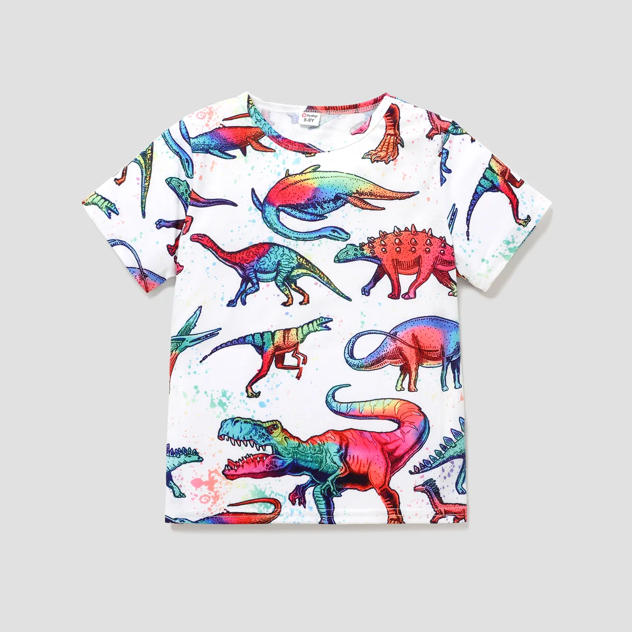 Kid Boy Animal Dinosaur Print Short-sleeve Tee White big image 1
