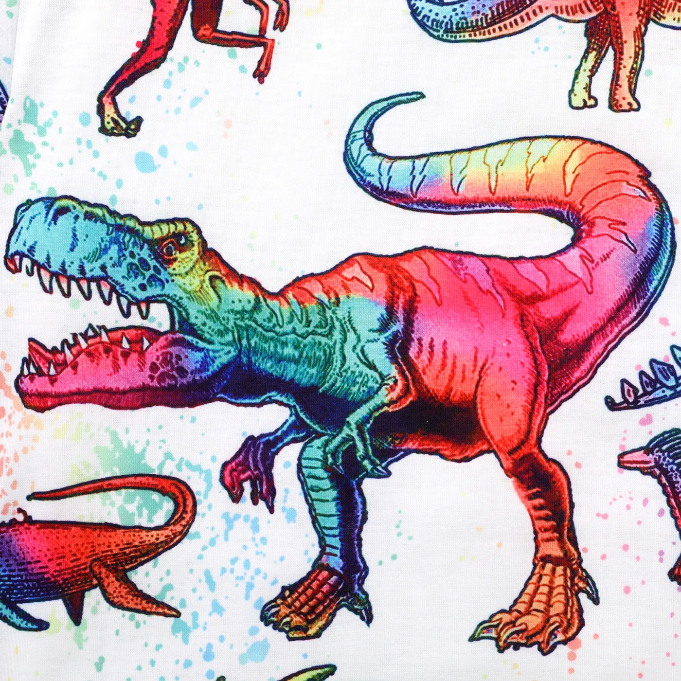 Kid Boy Animal Dinosaur Print Short-sleeve Tee White image 3
