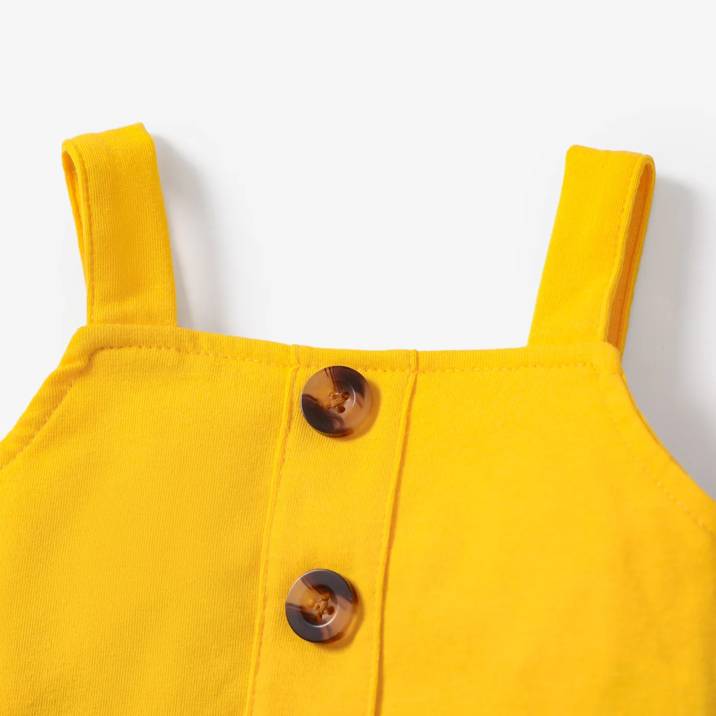 2pcs Baby Girl Solid Ruffle Hem Tank Top and Sunflower & Leopard Print Flared Pants Set Yellow image 3