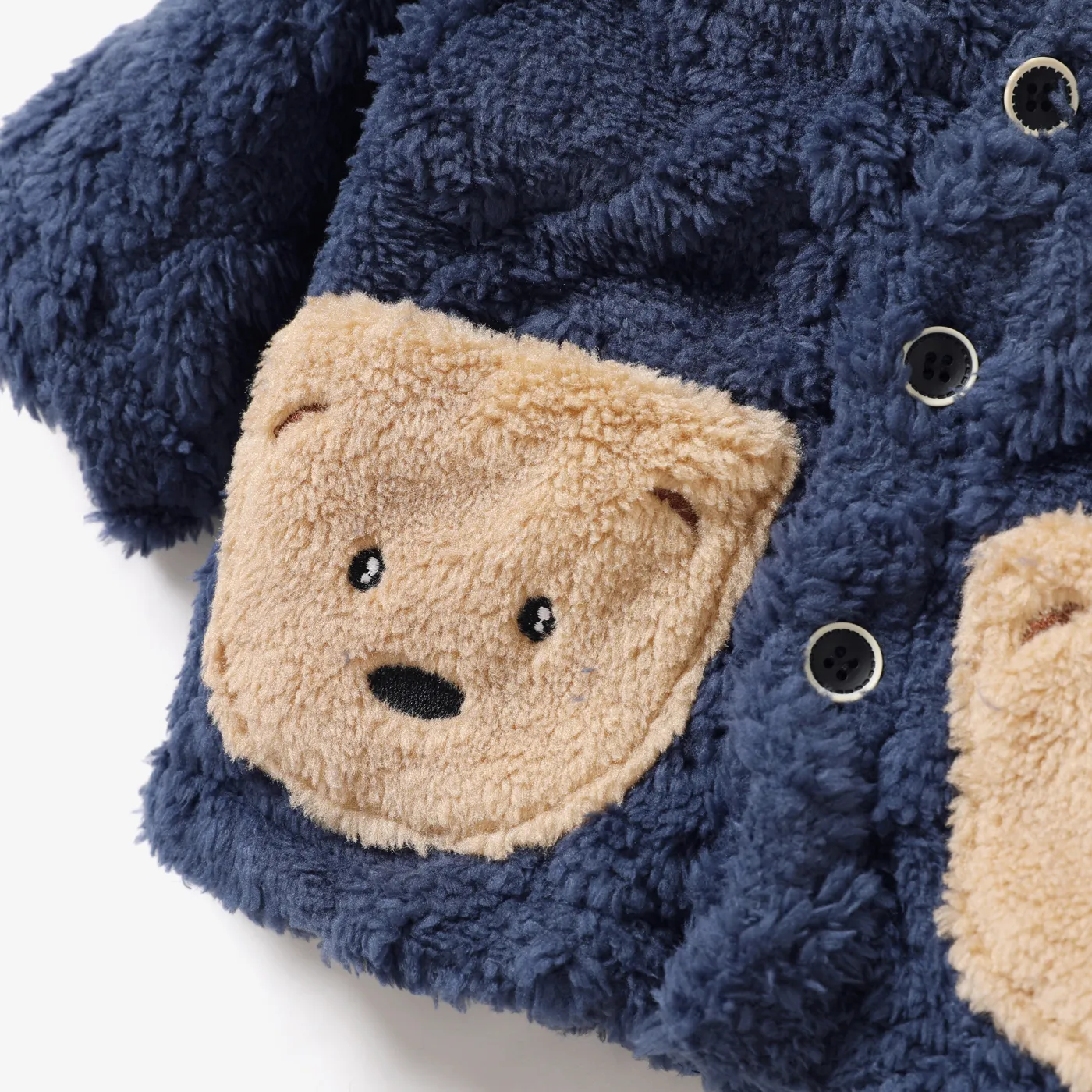 2pcs Baby Baby/Girl Childlike Animal Pattern Bear Patch Pocket Long Sleeve Top/Pant Set  image 3