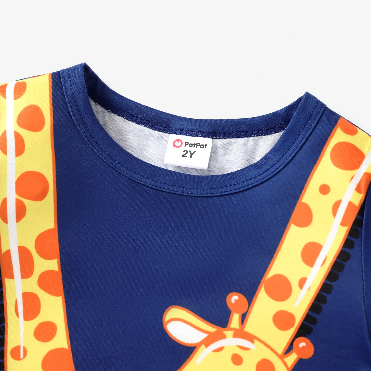 Enfant en bas âge Garçon Enfantin Girafe Manches courtes T-Shirt bleu royal big image 1