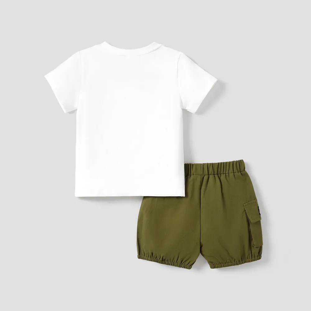 2 Stück Kleinkinder Jungen Aufgesetzte Tasche Kindlich Dinosaurier T-Shirt-Sets big image 4