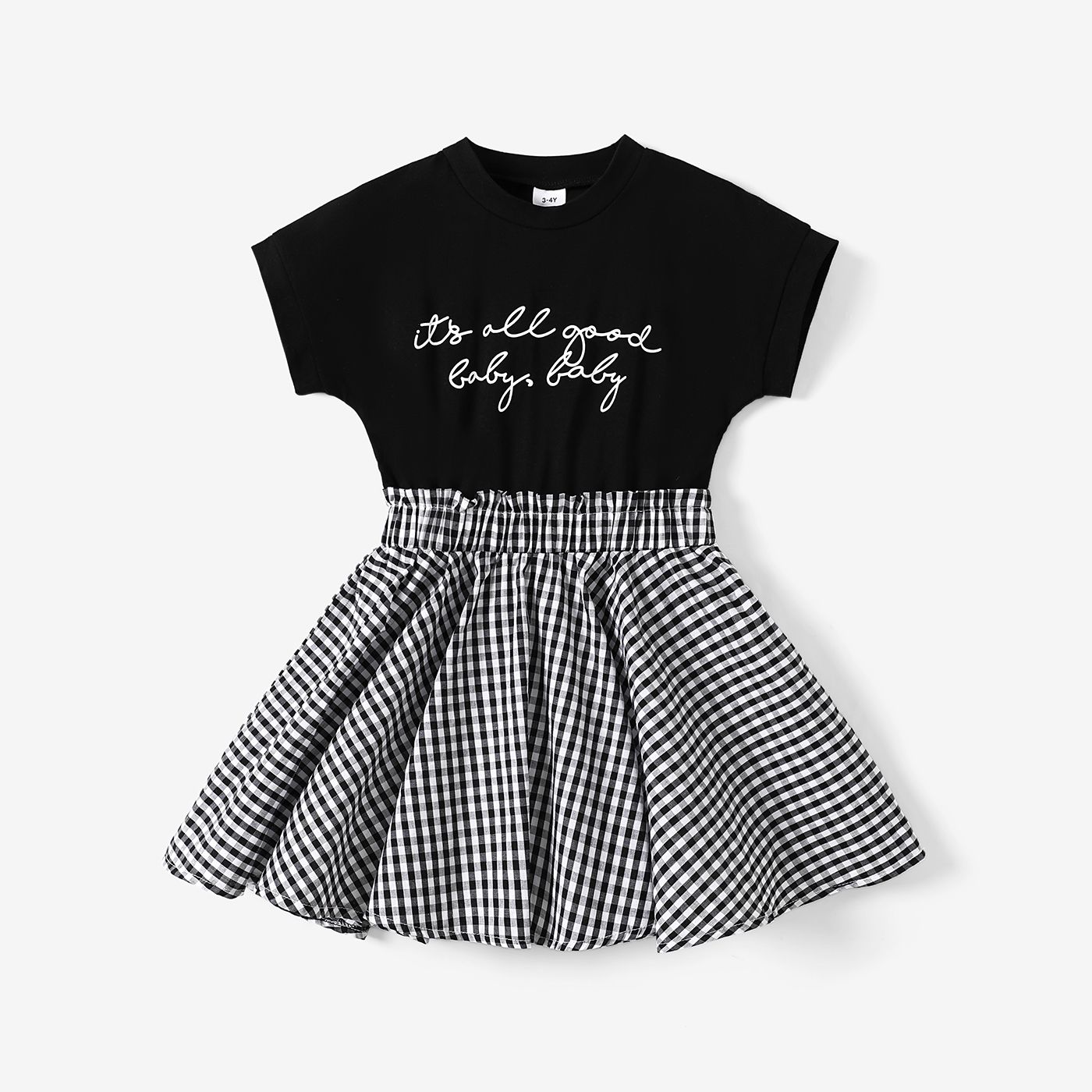 Toddler Girl Letter Plaid Dress