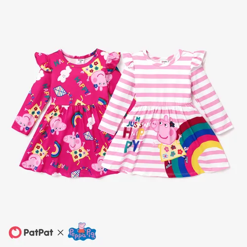 Peppa Pig Toddler Girl Character Print Flutter-sleeve Dresses