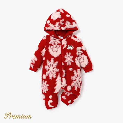 Baby Girl/Boy Christmas Fuzzy Hooded Jumpsuit