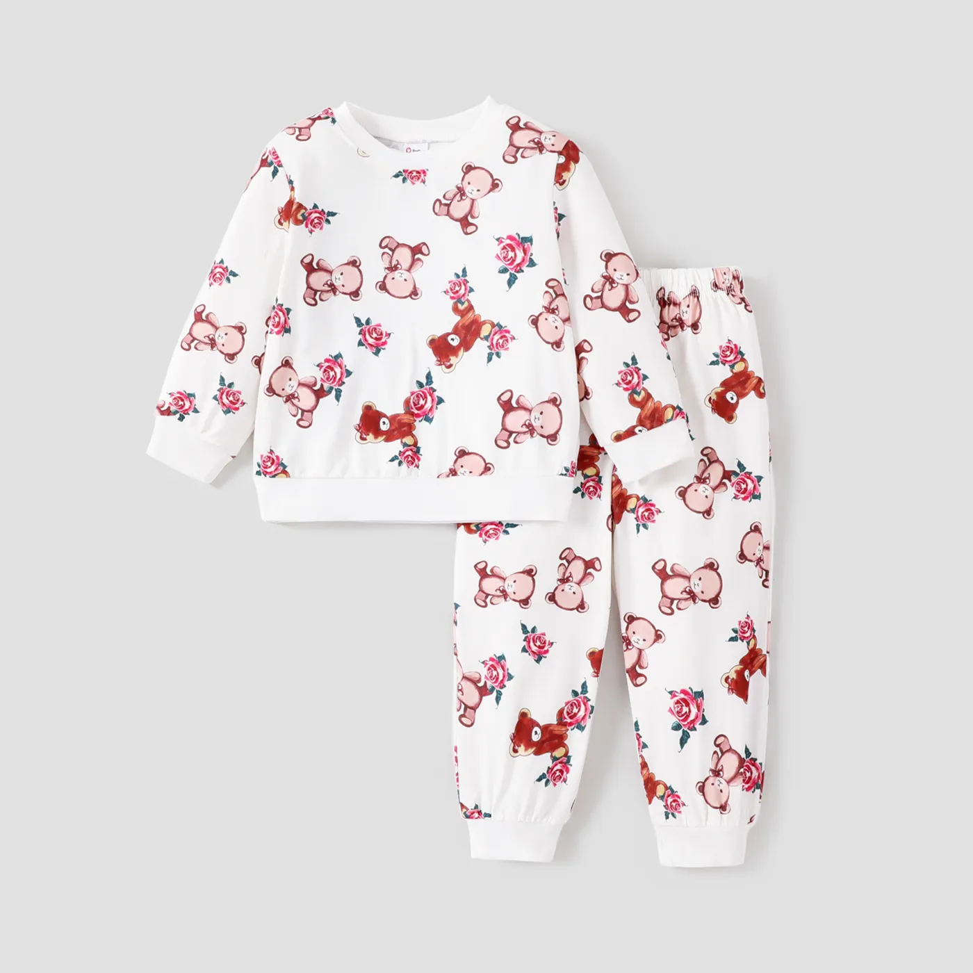 2 unidades Criança Menina Infantil Urso Pijamas Branco
