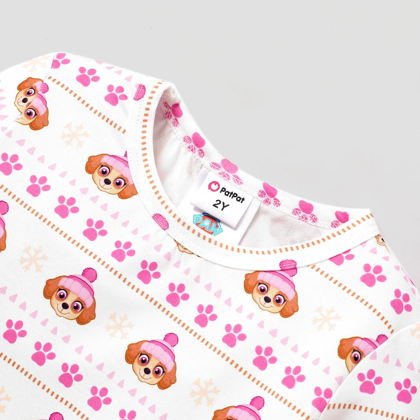 PAW Patrol Toddler Girl Allover Snowflake Print Graphic Top and Camisole Dress sets Pink image 4
