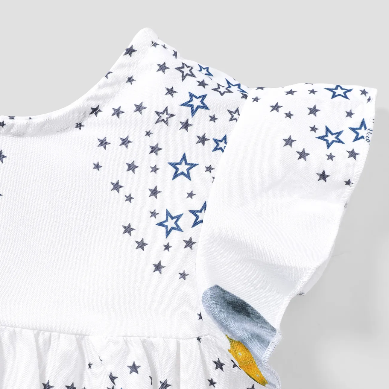 Crown Elephant Star Print Flounce-sleeve Baby Dress White big image 1