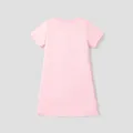 Kid Girl Unicorn Print Short-sleeve Light Pink Dress  image 2