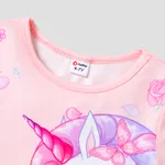 Kid Girl Unicorn Print Short-sleeve Light Pink Dress Light Pink image 3