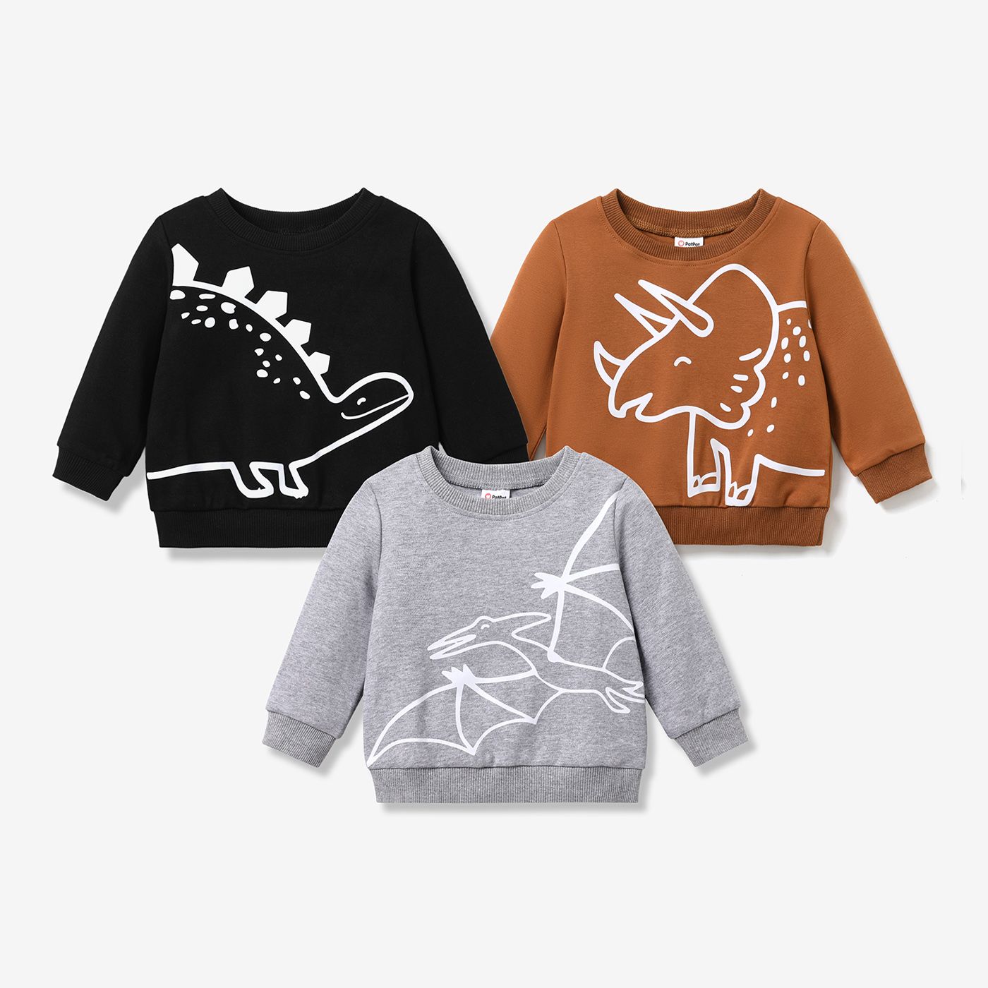 Childlike Animal Pattern Dinosaur Long Sleeve Pullover Pour Baby Boy