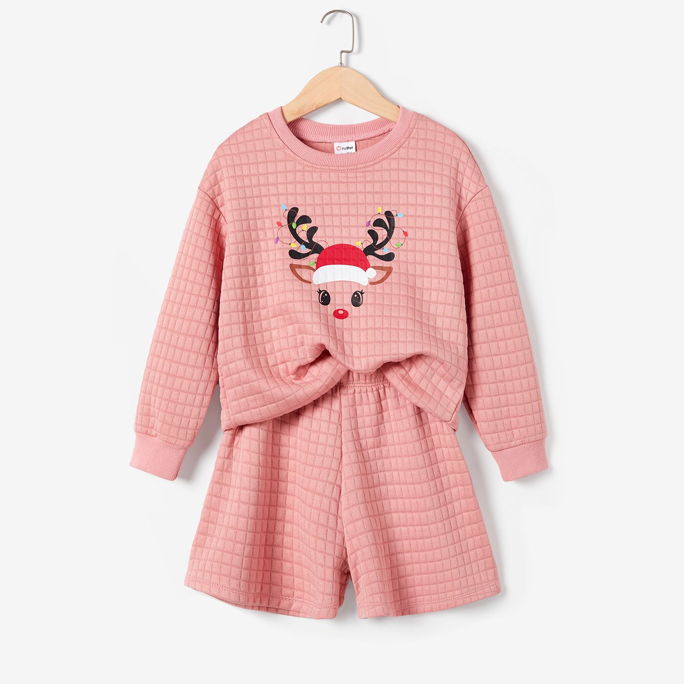 Christmas Mommy And Me Sweet Reindeer Print Long-sleeve Tops & Shorts Sets