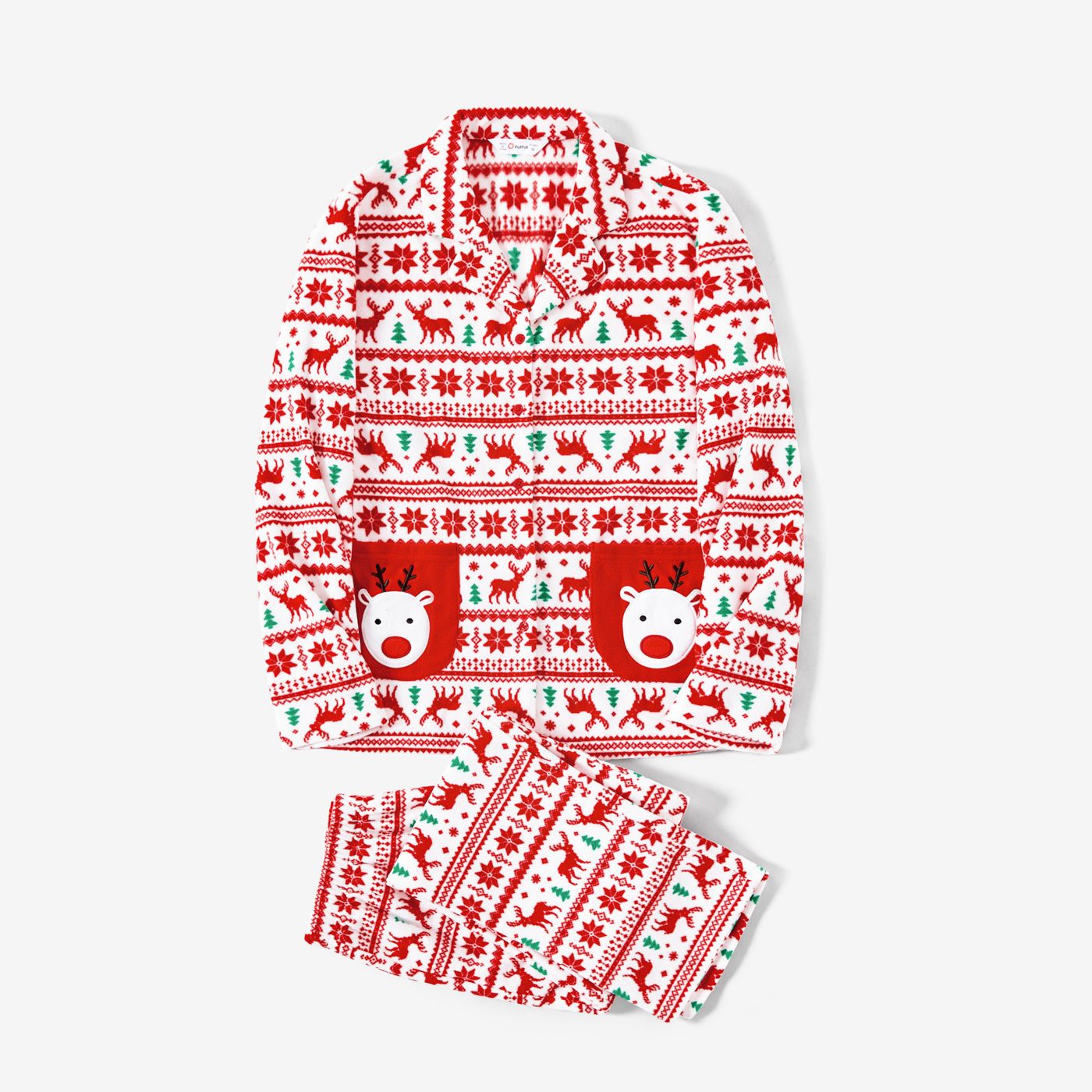 

Christmas Family Matching Festival Theme All-over Print Pocket Decor Long-sleeve Fleece Pajamas Sets(Flame resistant)