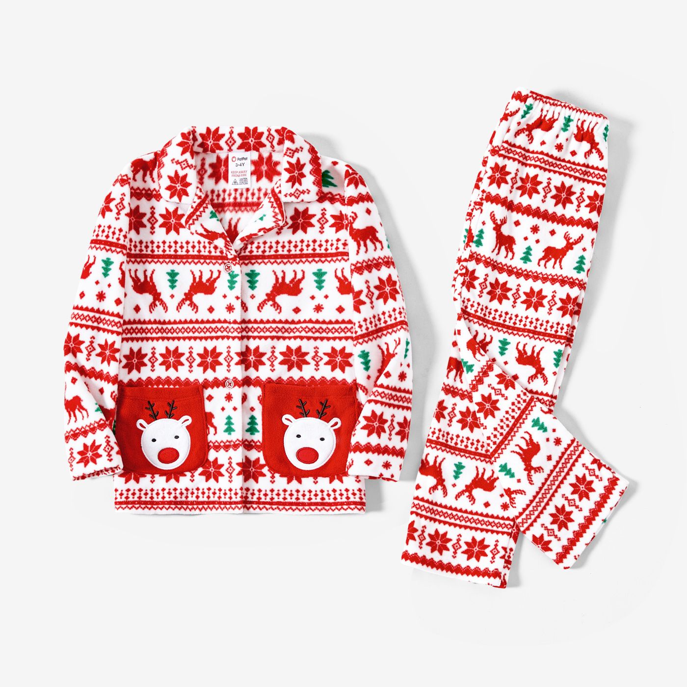 

Christmas Family Matching Festival Theme All-over Print Pocket Decor Long-sleeve Fleece Pajamas Sets(Flame resistant)