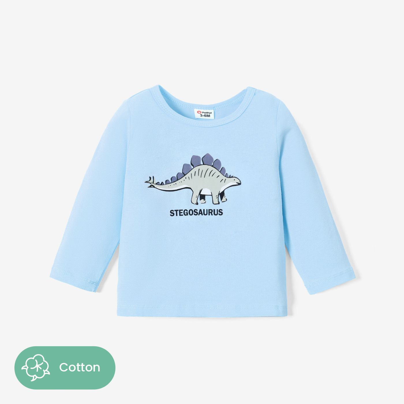 T-shirt à Manches Longues Baby Boy 94% Coton Enfantin Dinosaure