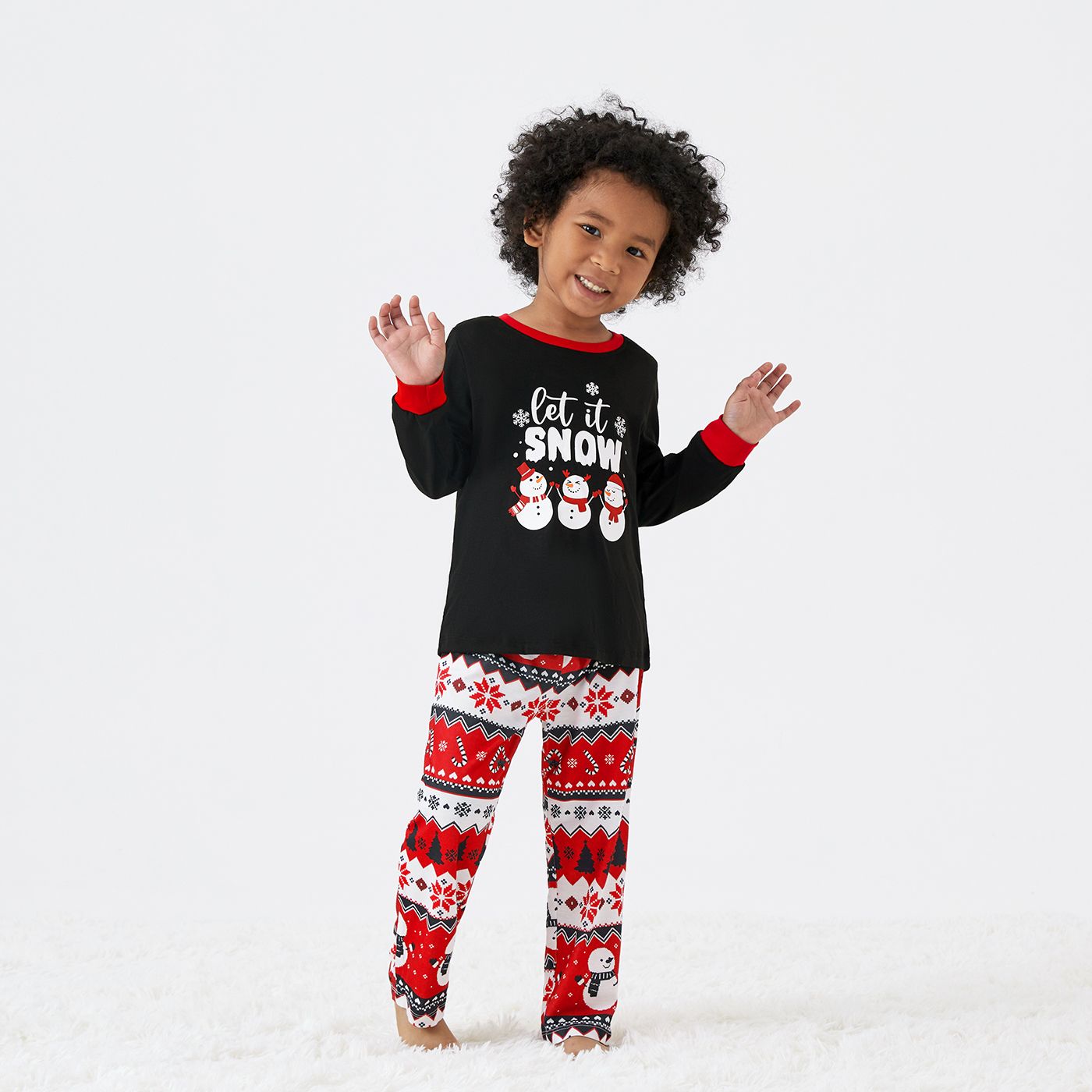 Christmas Letter and Snowman Print Family Matching Pajamas Sets (Flame Resistant)