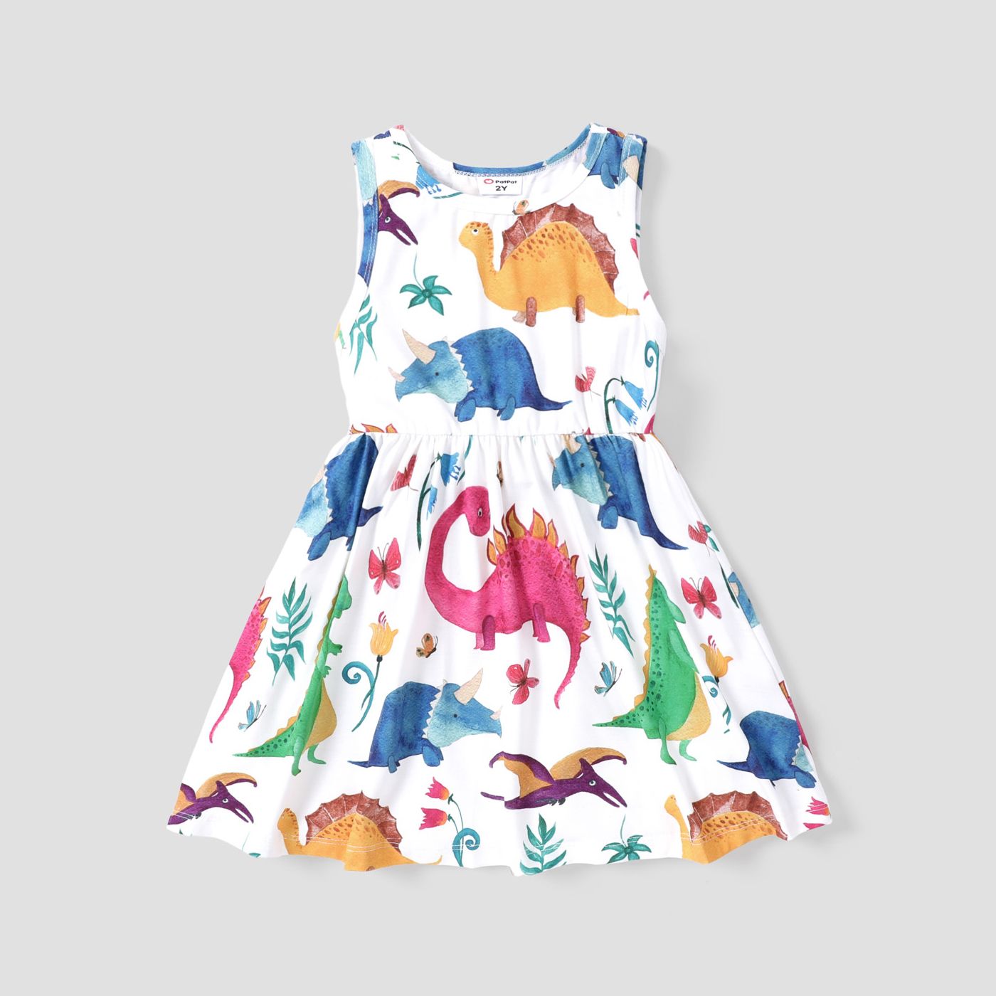 

Toddler Girl Dinosaur Print Sleeveless Dress