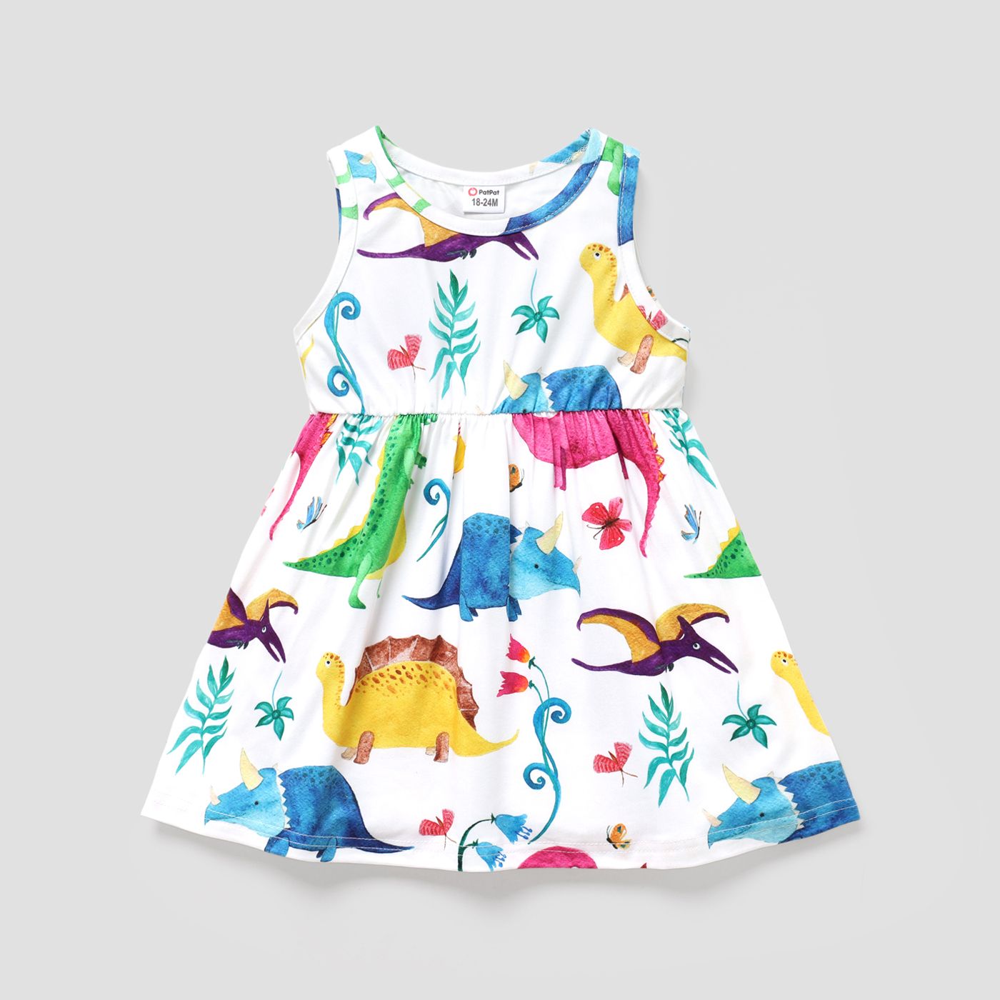 Toddler Girl Animal Pattern Sleeveless Tank Dress/ Sandals