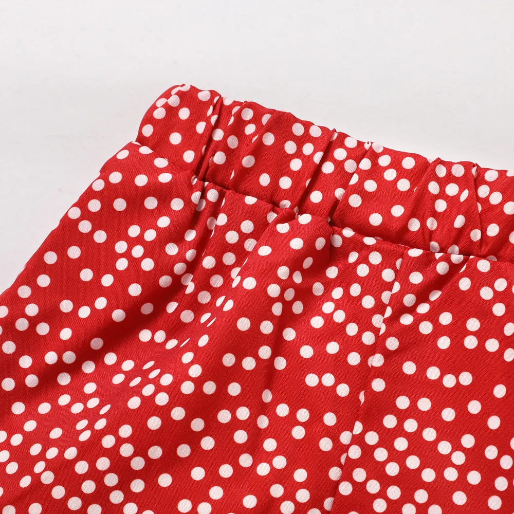2pcs Toddler Girl Playful Bow Decor Cat Print Tee and Dots Pattern Shorts Set big image 3
