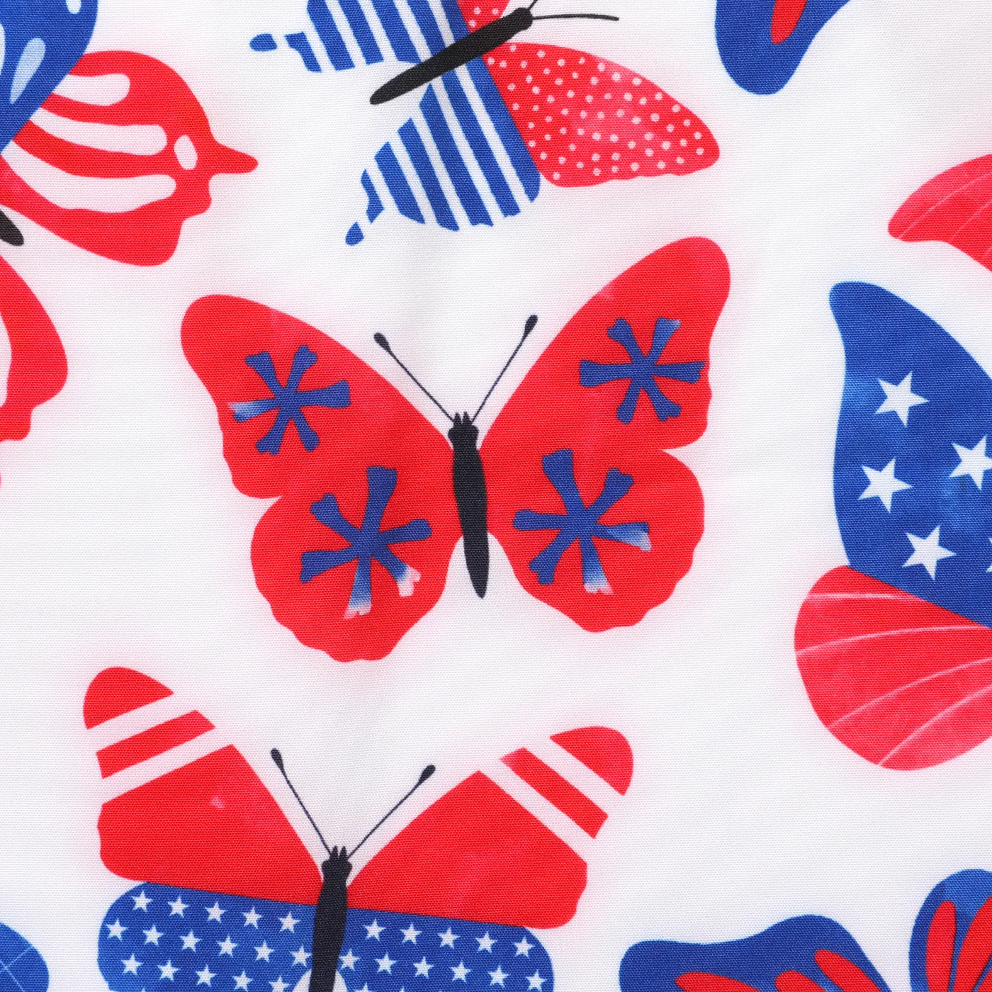 Independence Day Toddler Girl Butterfly Print Pom Pom Decor Short-sleeve Dress Colorful image 5