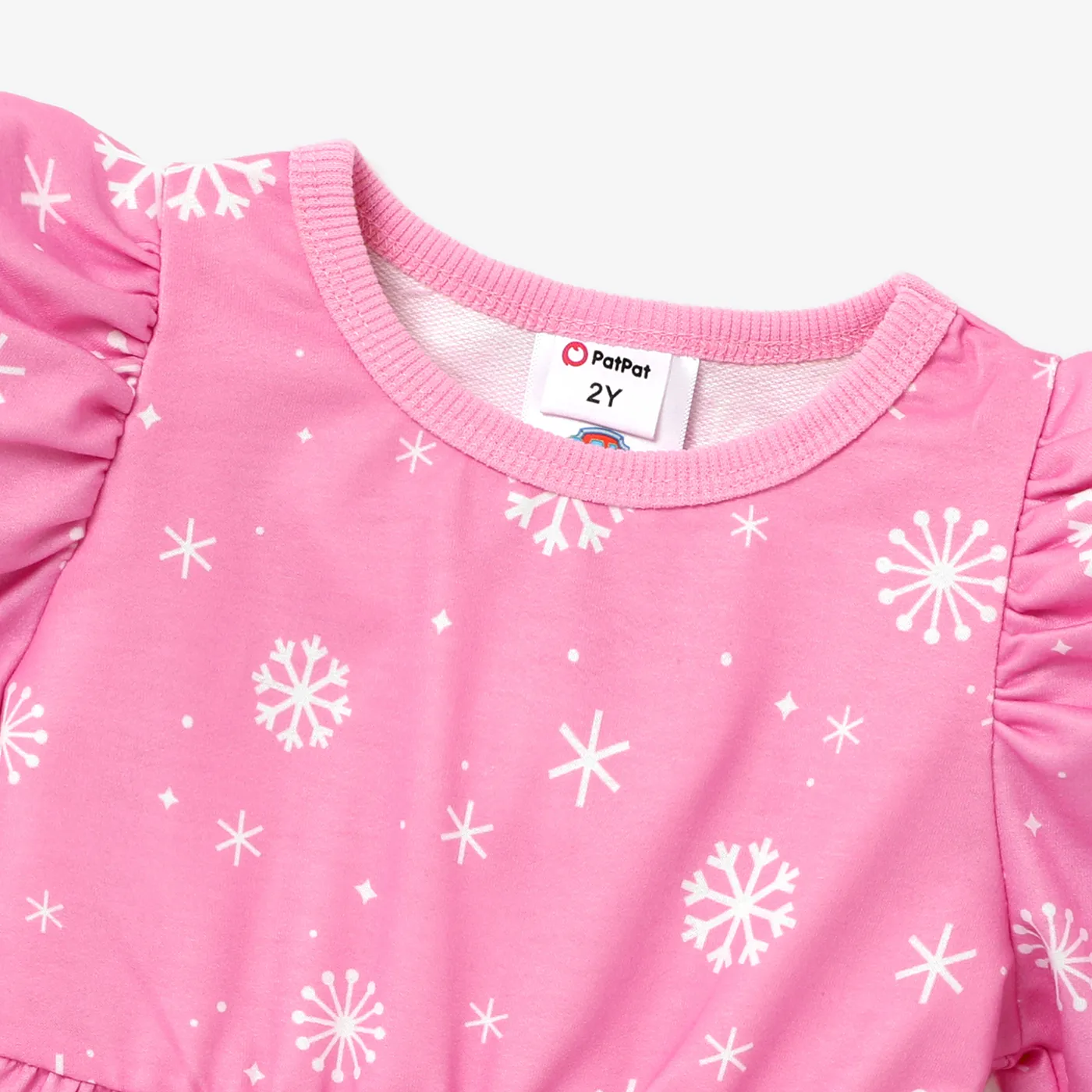 PAW Patrol Toddler Girl Snowflake Positioning Puff-sleeve Dress Pink image 4