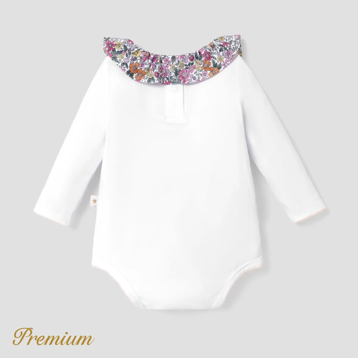 Baby Girl Sweet Floral Ruffle Romper White image 2