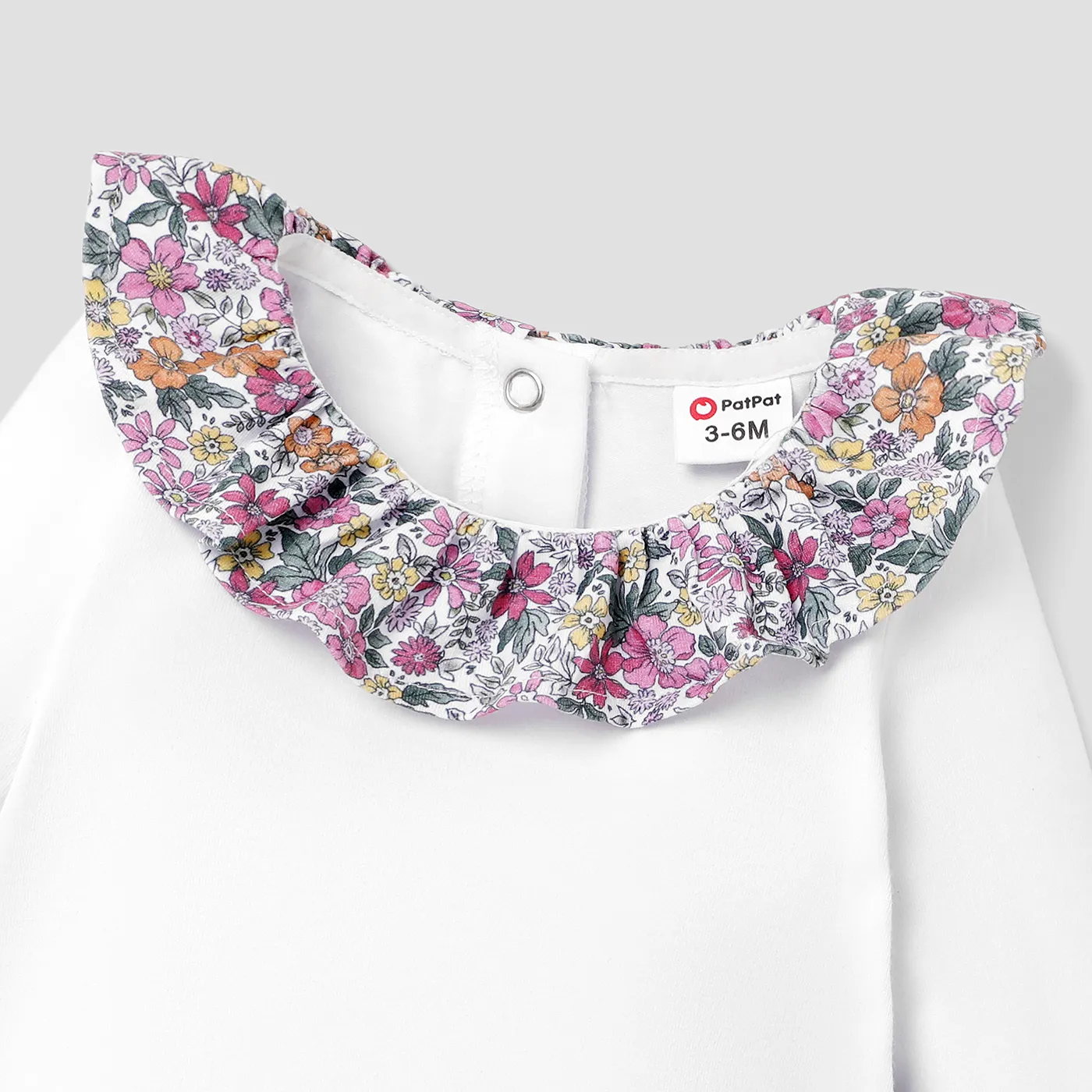Baby Girl Sweet Floral Ruffle Romper White image 3