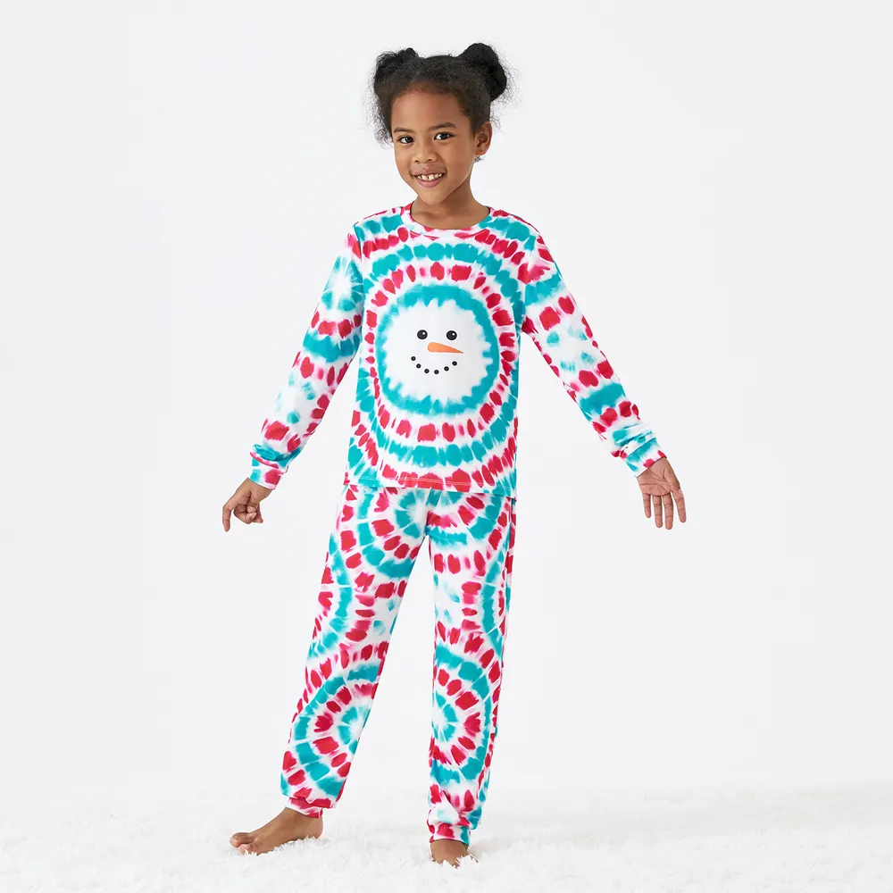 Christmas Snowman Print Family Matching Colorful Pajamas Sets (Flame Resistant)  big image 8