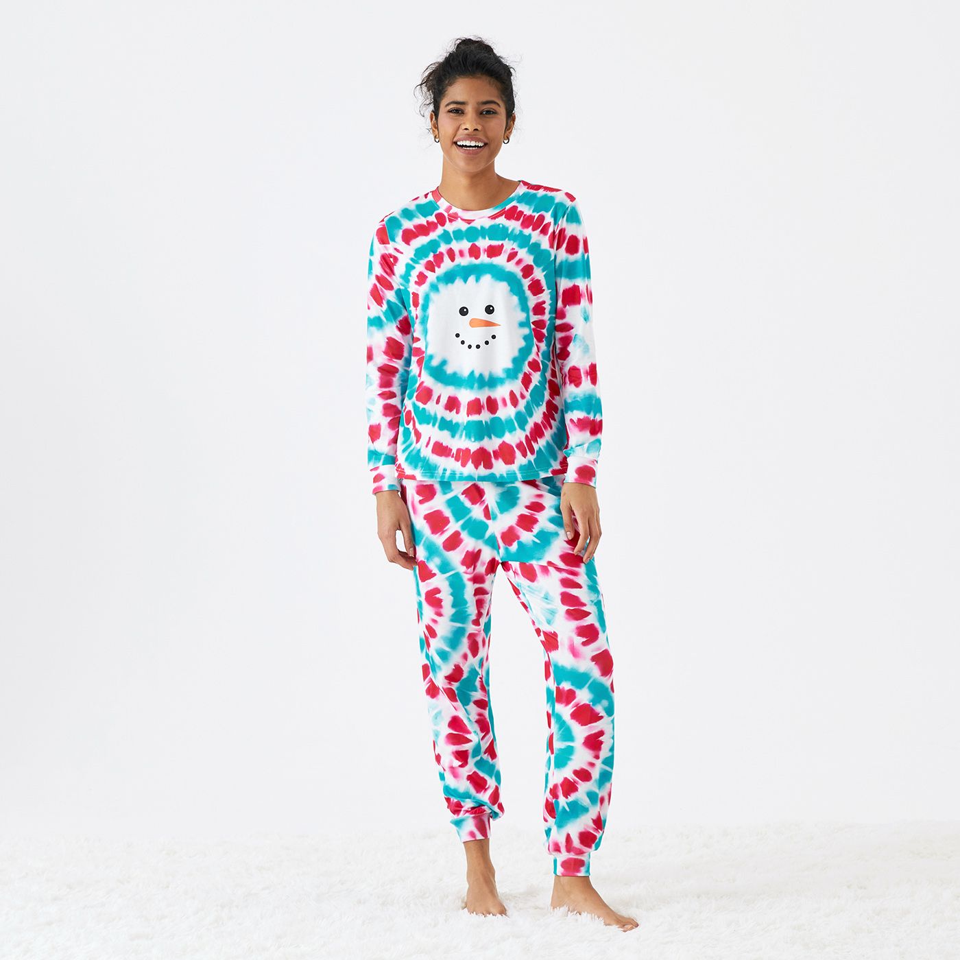 Christmas Snowman Print Family Matching Colorful Pajamas Sets (Flame Resistant)