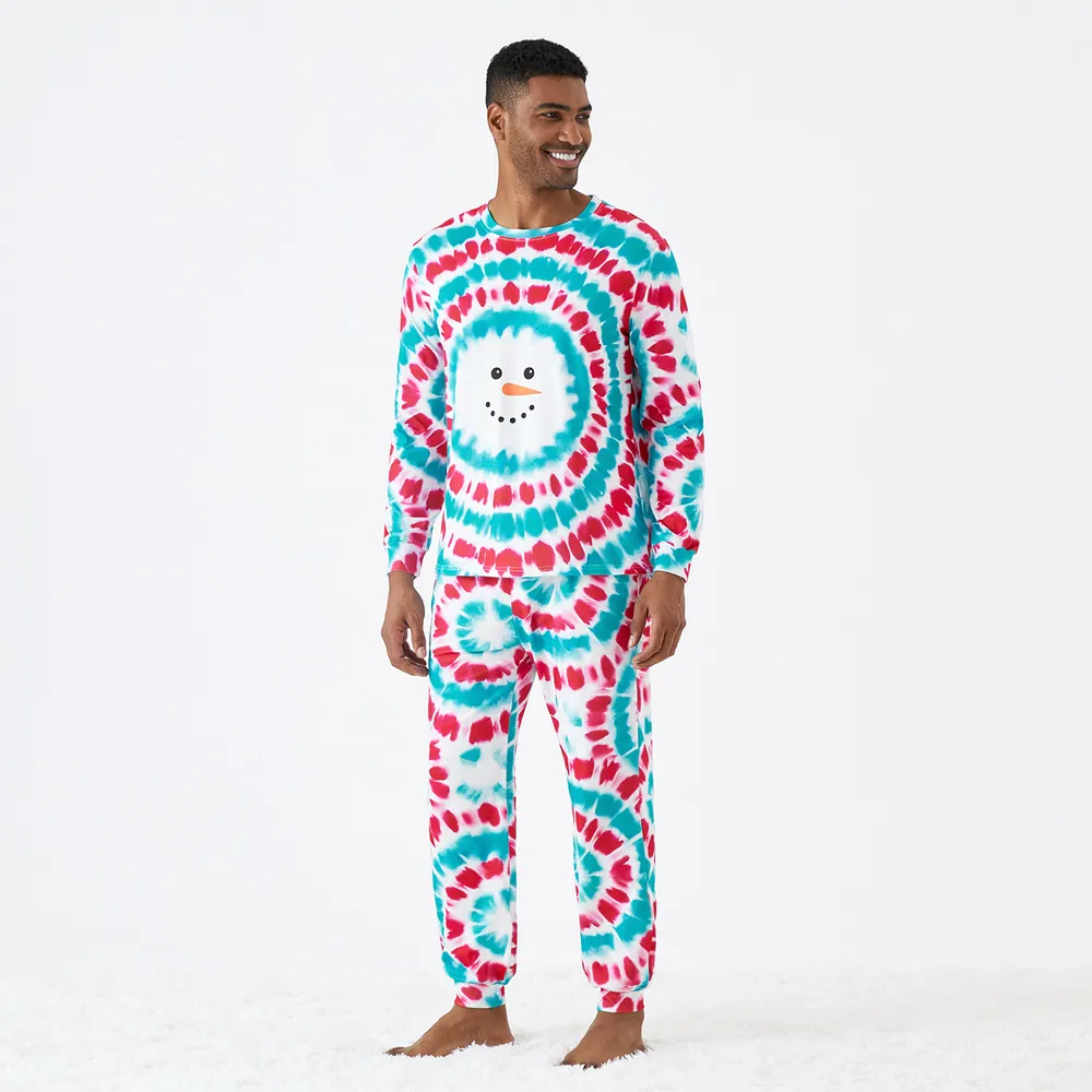 Christmas Snowman Print Family Matching Colorful Pajamas Sets (Flame Resistant)  big image 21