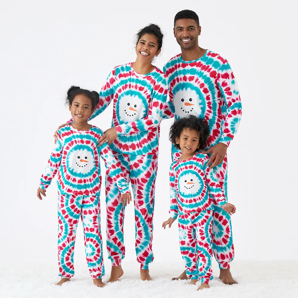 Christmas Snowman Print Family Matching Colorful Pajamas Sets (Flame Resistant)  big image 2