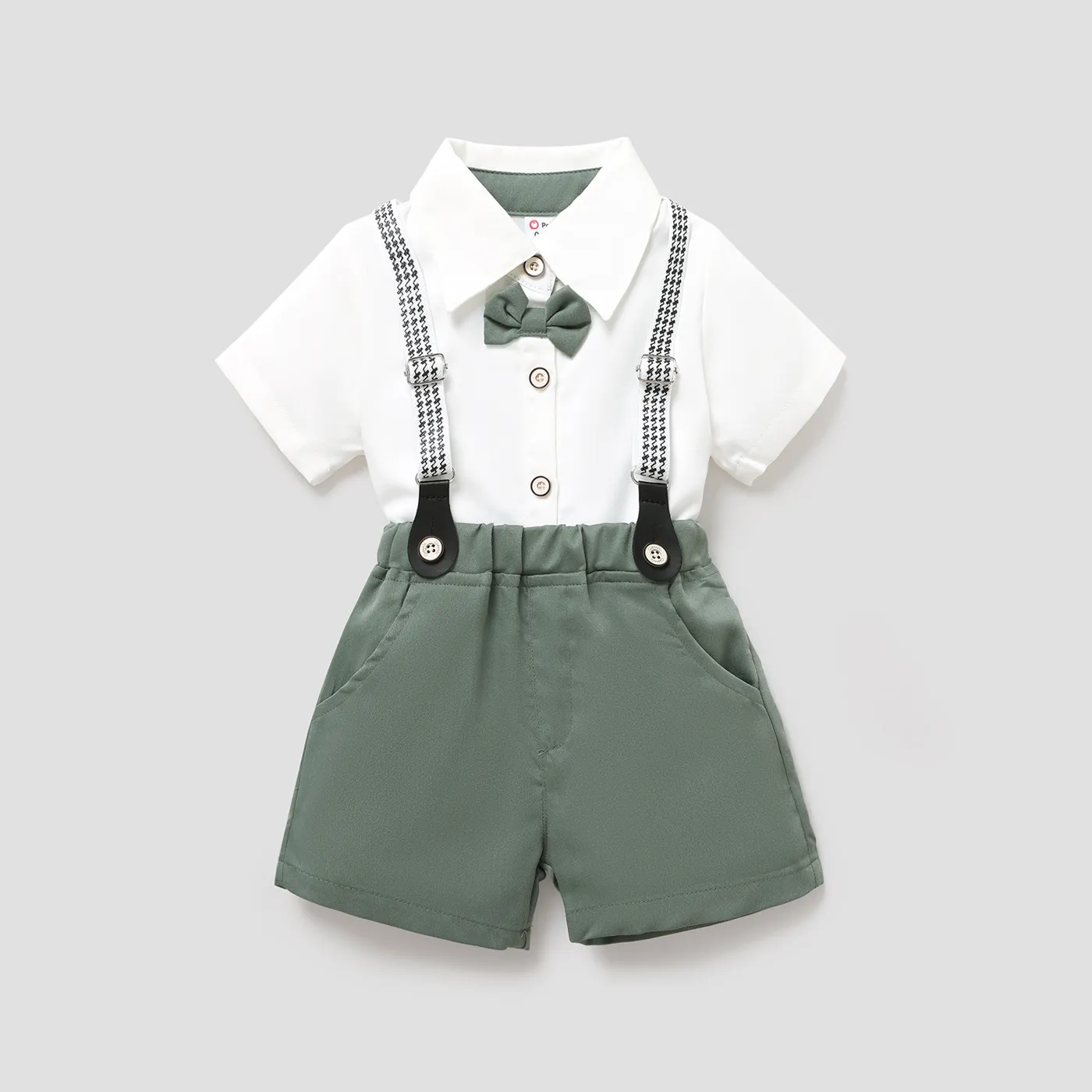 

Baby Boy Party Gentle Bow Tie Shirt and Suspender Shorts Set