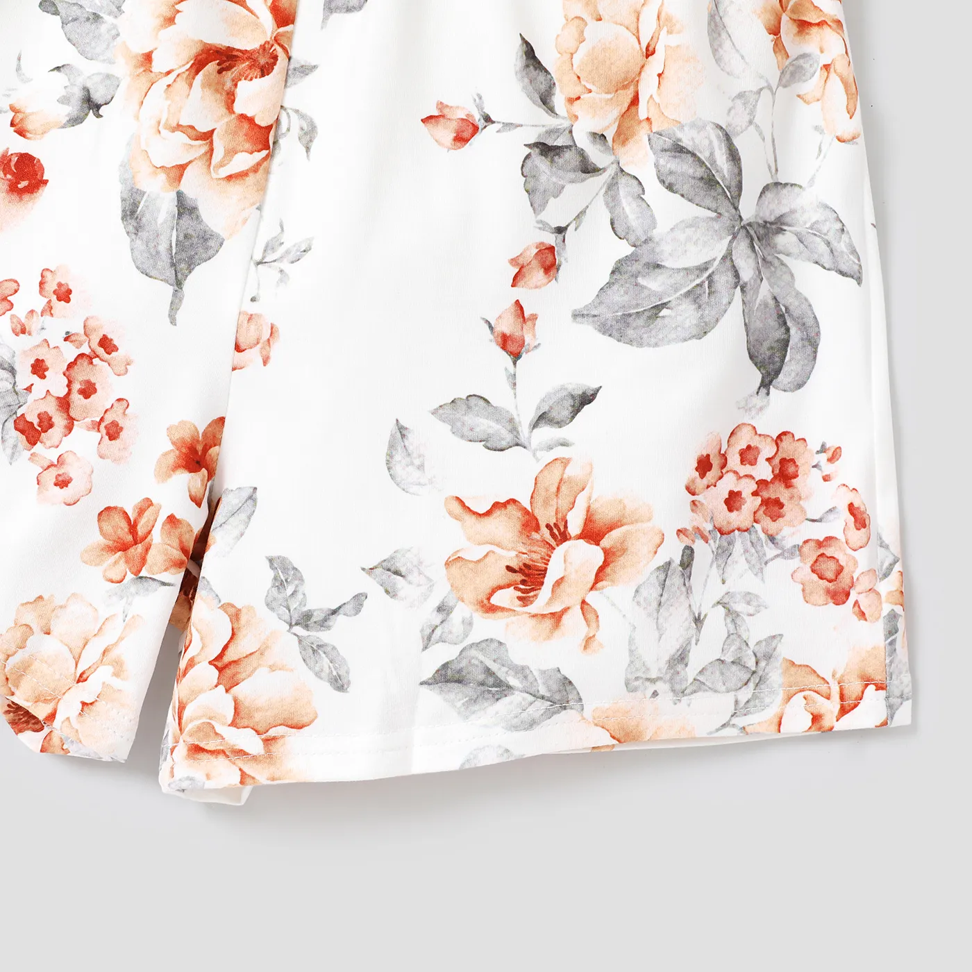 Kid Girl Floral Print Halter Rompers Beige image 6