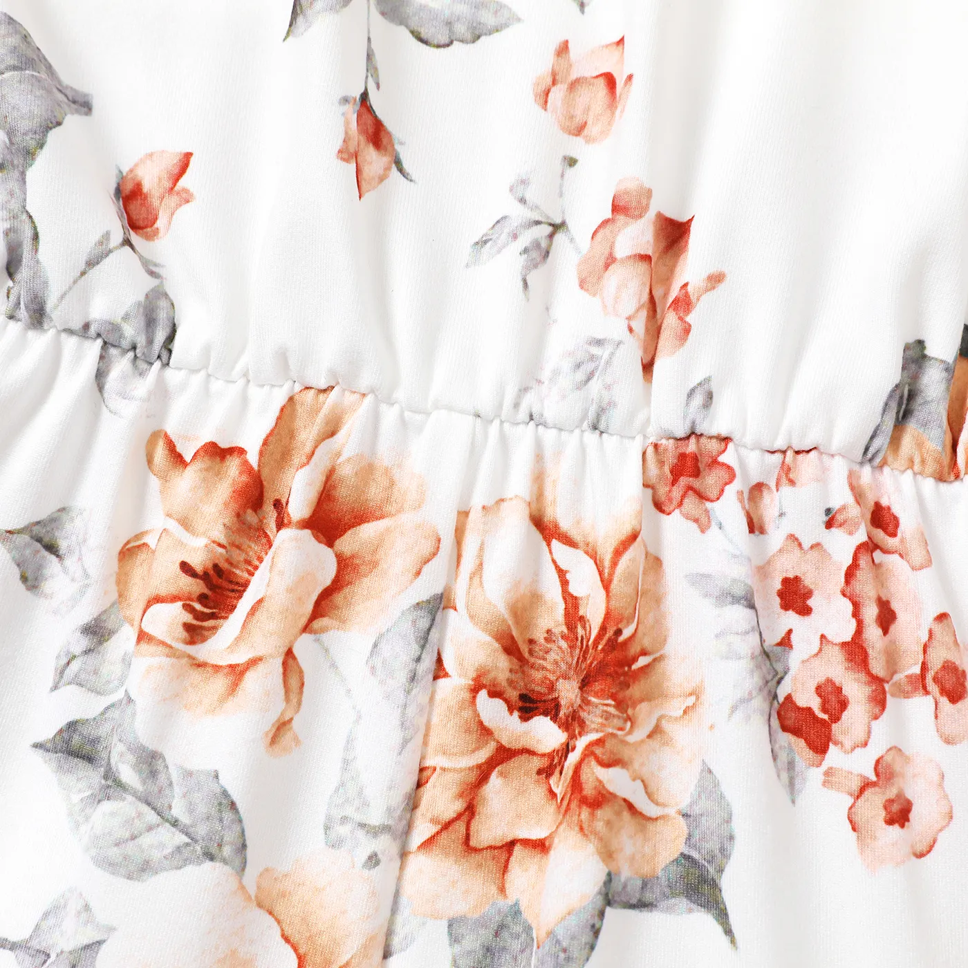 Kid Girl Floral Print Halter Rompers Beige image 5