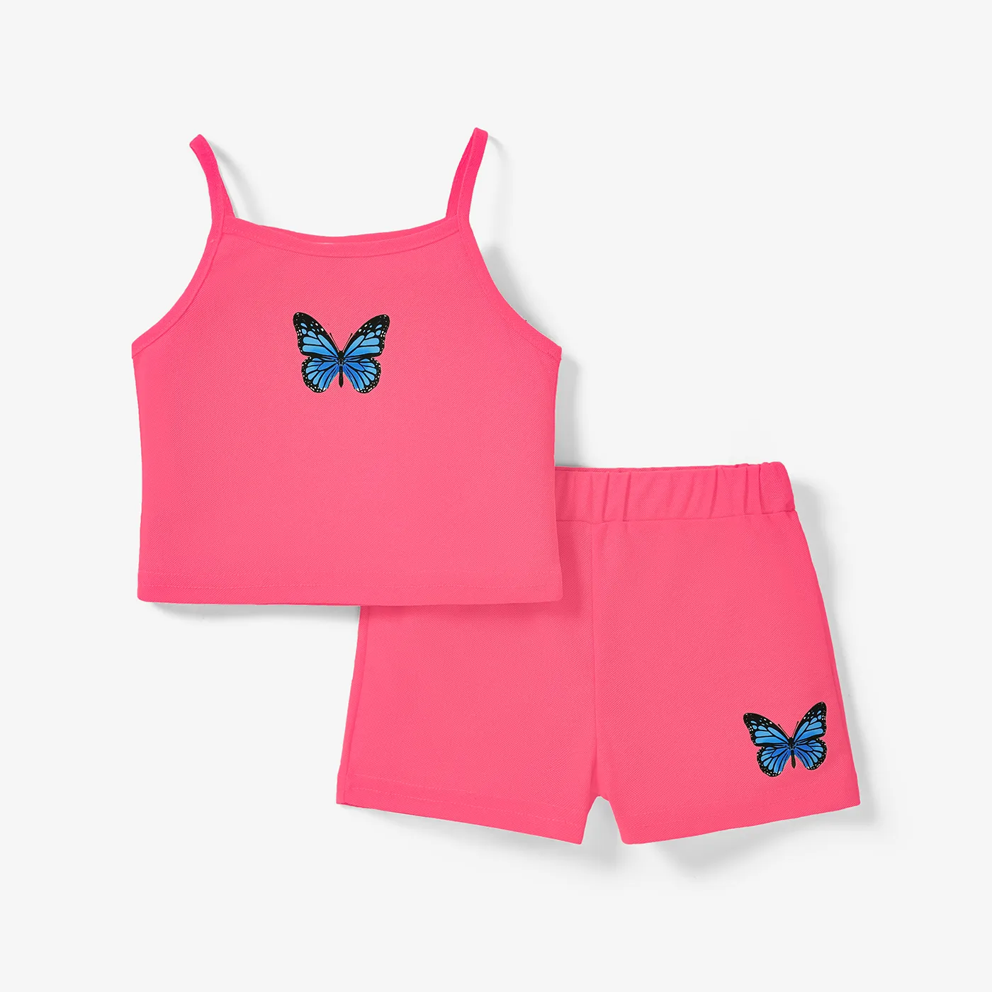 2pcs Toddler Girl Butterfly Print Camisole and Shorts Set Roseo big image 1
