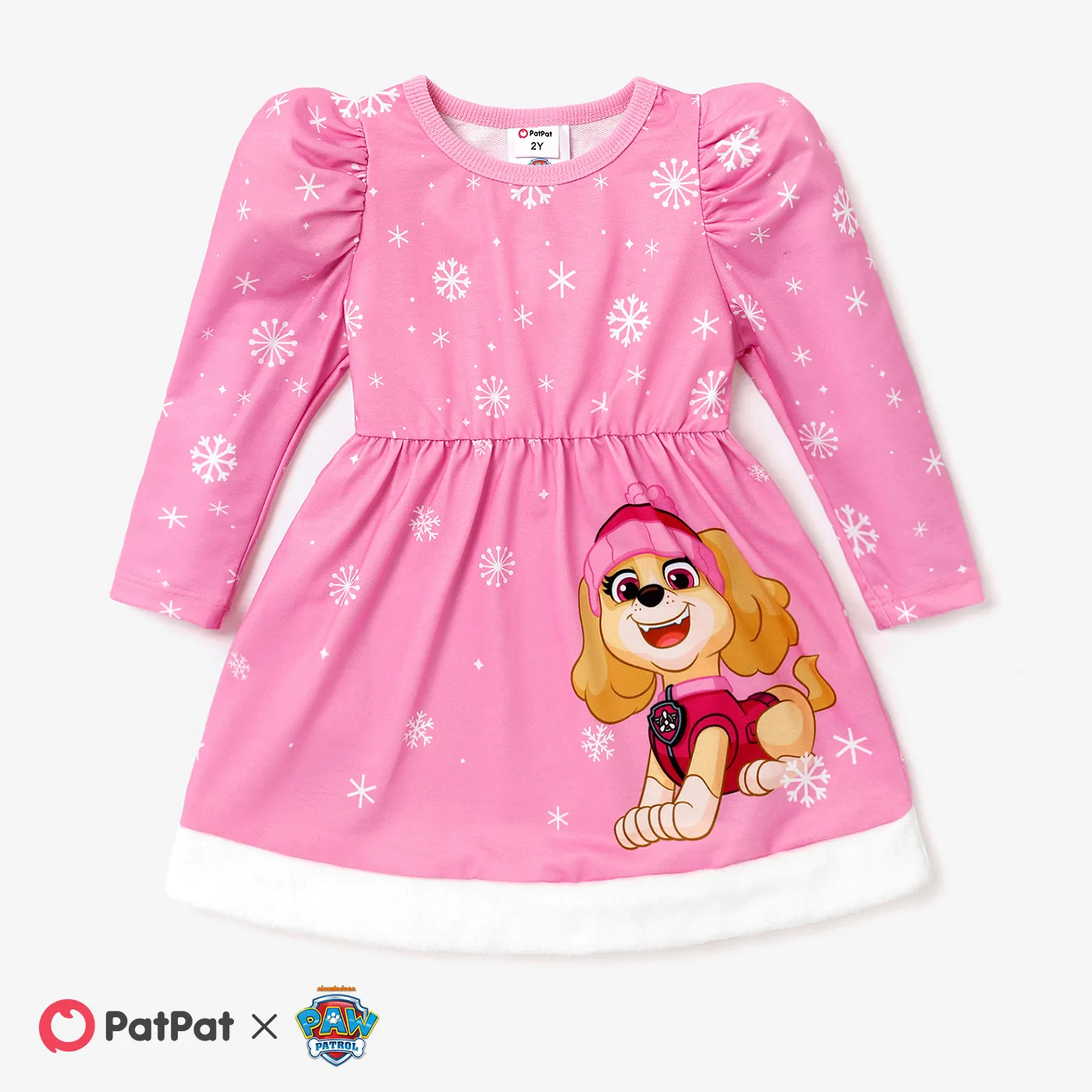 PAW Patrol Toddler Girl Snowflake Positioning Puff-sleeve Dress