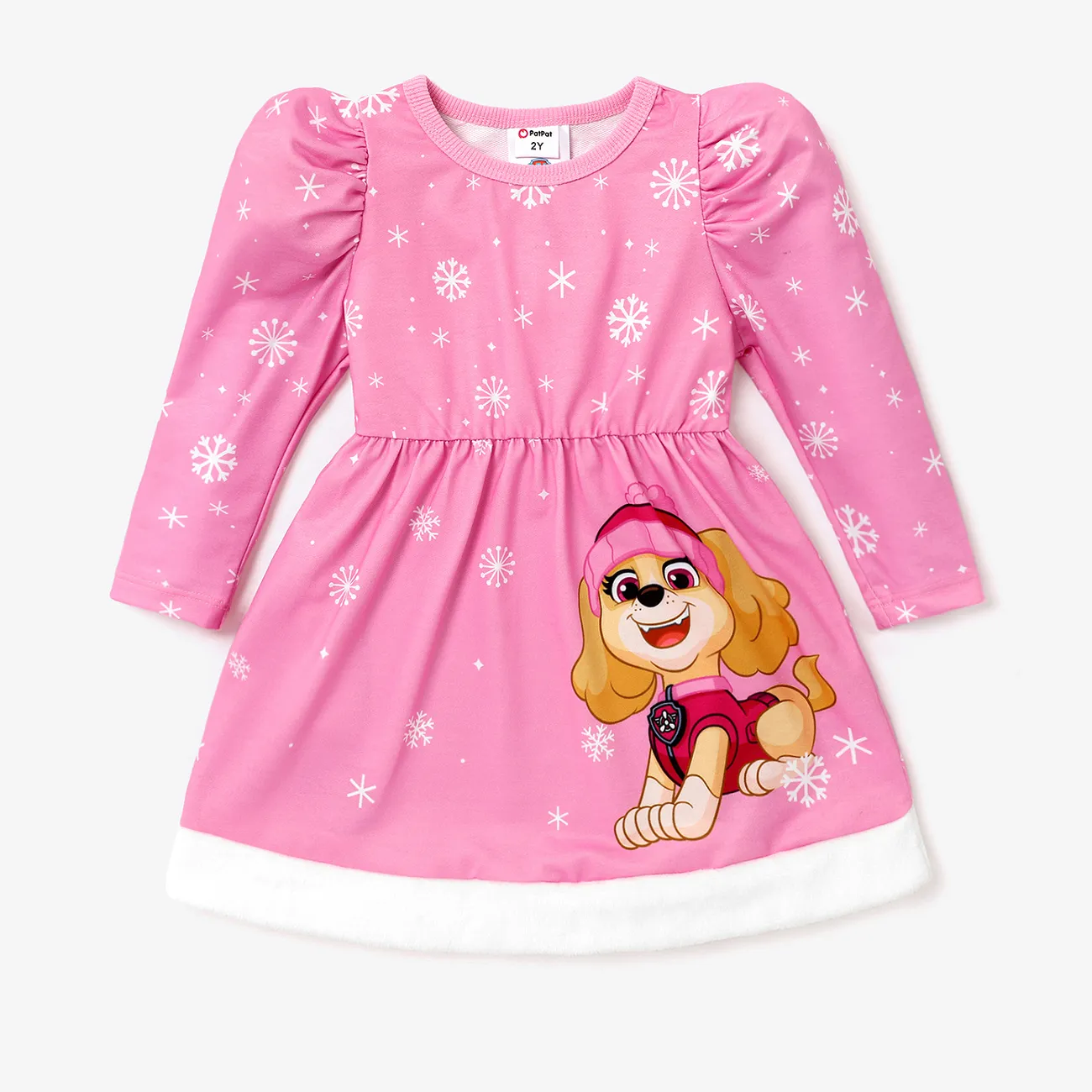 Patrulha Canina Criança Menina Costuras de tecido Infantil Vestidos Rosa big image 1