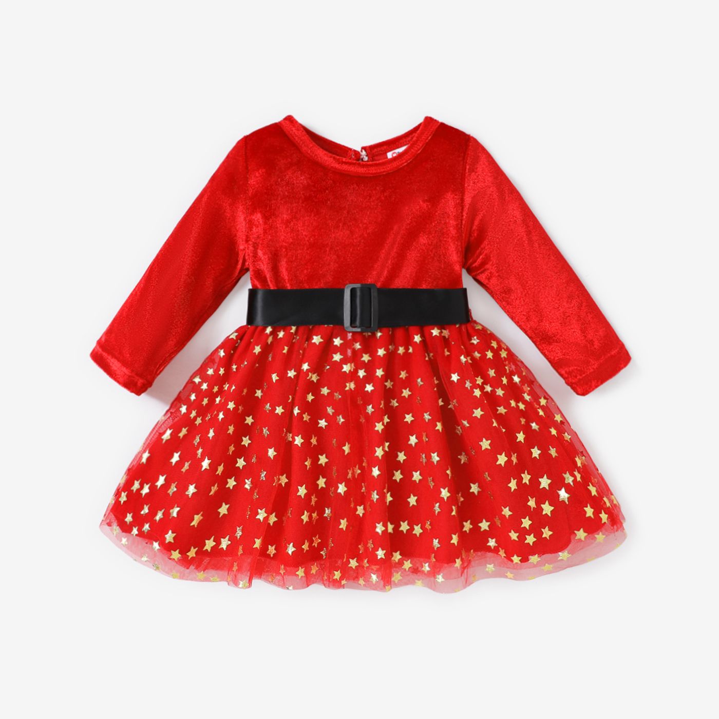 Christmas Baby Girl Sweet Long Sleeve Girl Dress With Stars/Moon/Clouds Pattern