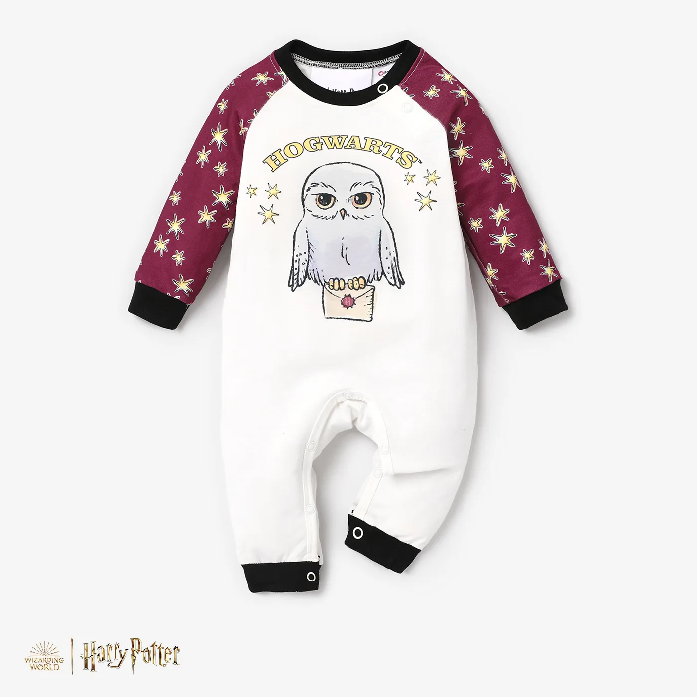 Harry Potter Christmas Family Matching Letter& Character Print Long-sleeve Pajamas Sets (Flame Resistant) Burgundy big image 1