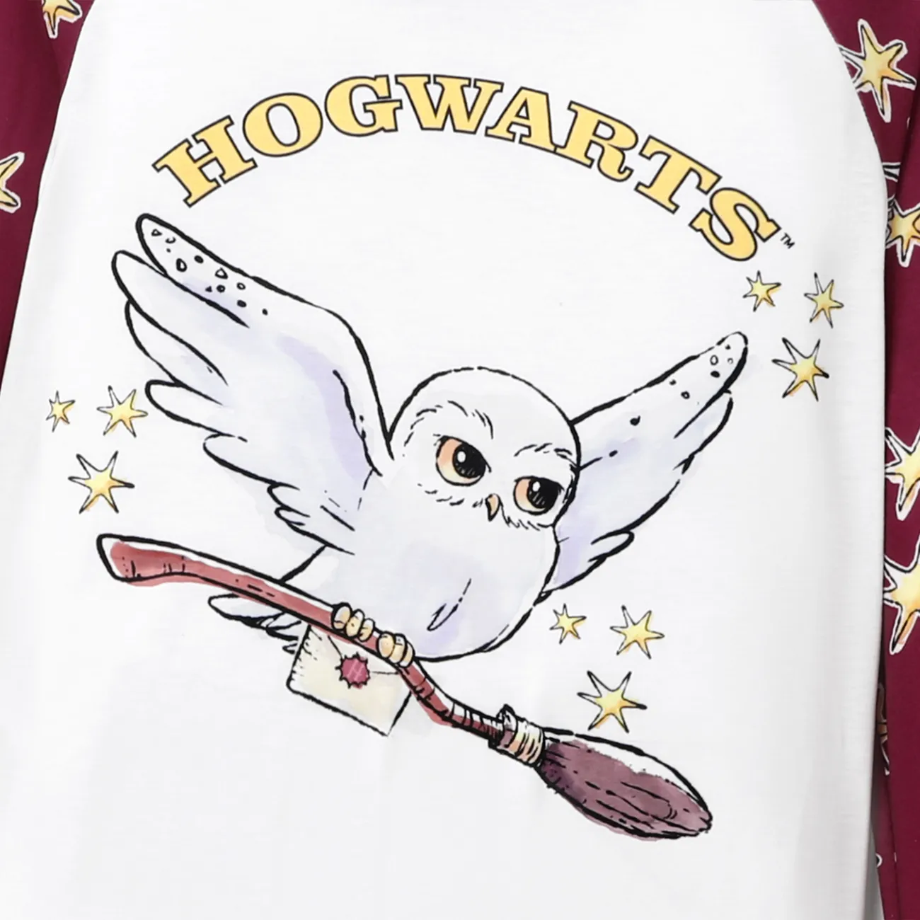 Harry Potter Christmas Family Matching Letter& Character Print Long-sleeve Pajamas Sets (Flame Resistant) Burgundy big image 1