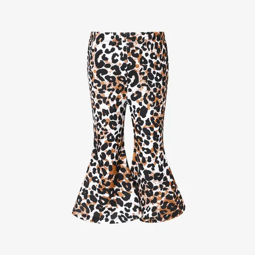Toddler/Kid Girl Avant-garde Horn Edge Design Calças de moletom de harém de leopardo