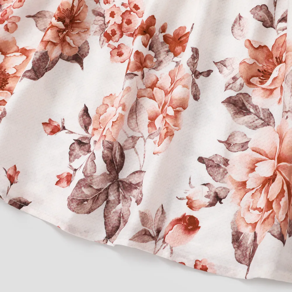 Kid Girl Floral Print Mesh Design Sleeveless Dress big image 5