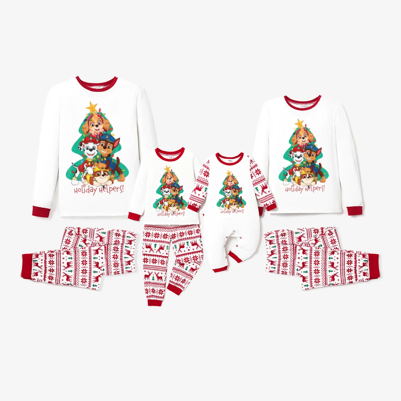 La Pat’ Patrouille Noël Look Familial Chien Manches longues Tenues de famille assorties Pyjamas (Flame Resistant) Rouge big image 1